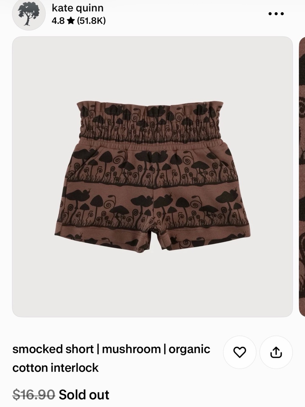kate quinn | Mushroom Smocked Shorts 4T NWT